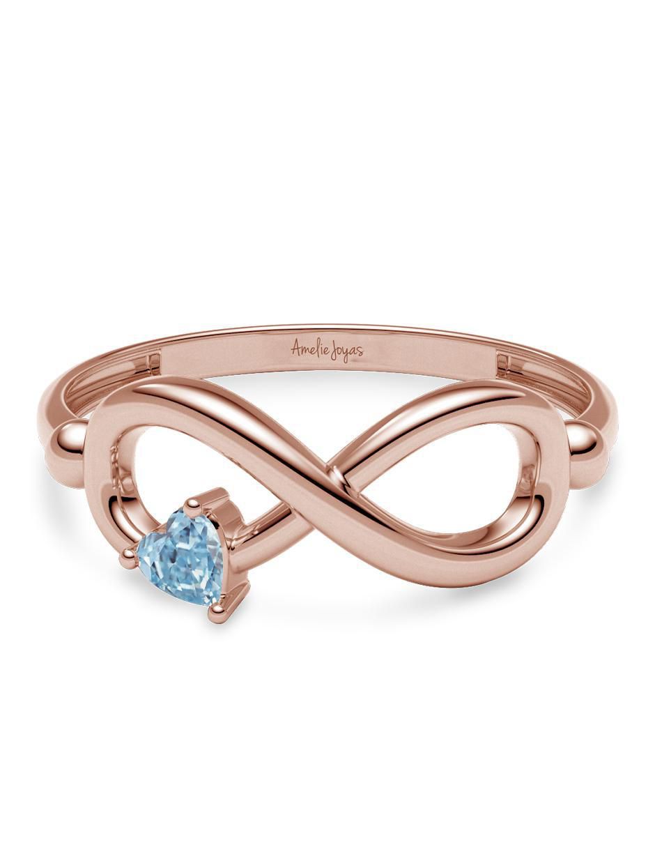 Anillo de corazón 14 k de oro zirconia brillante