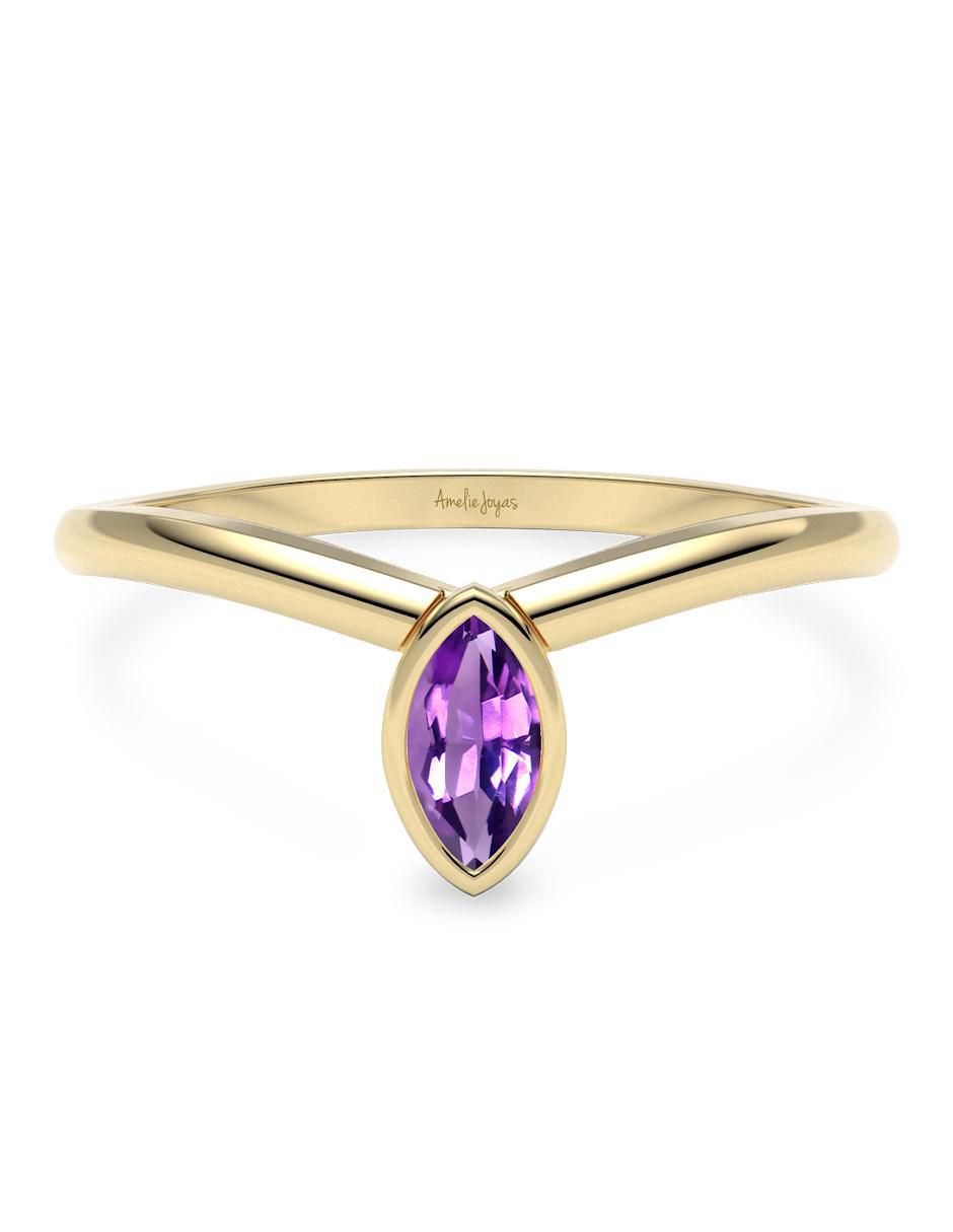 Anillo geométrico 14 k de oro zirconia brillante