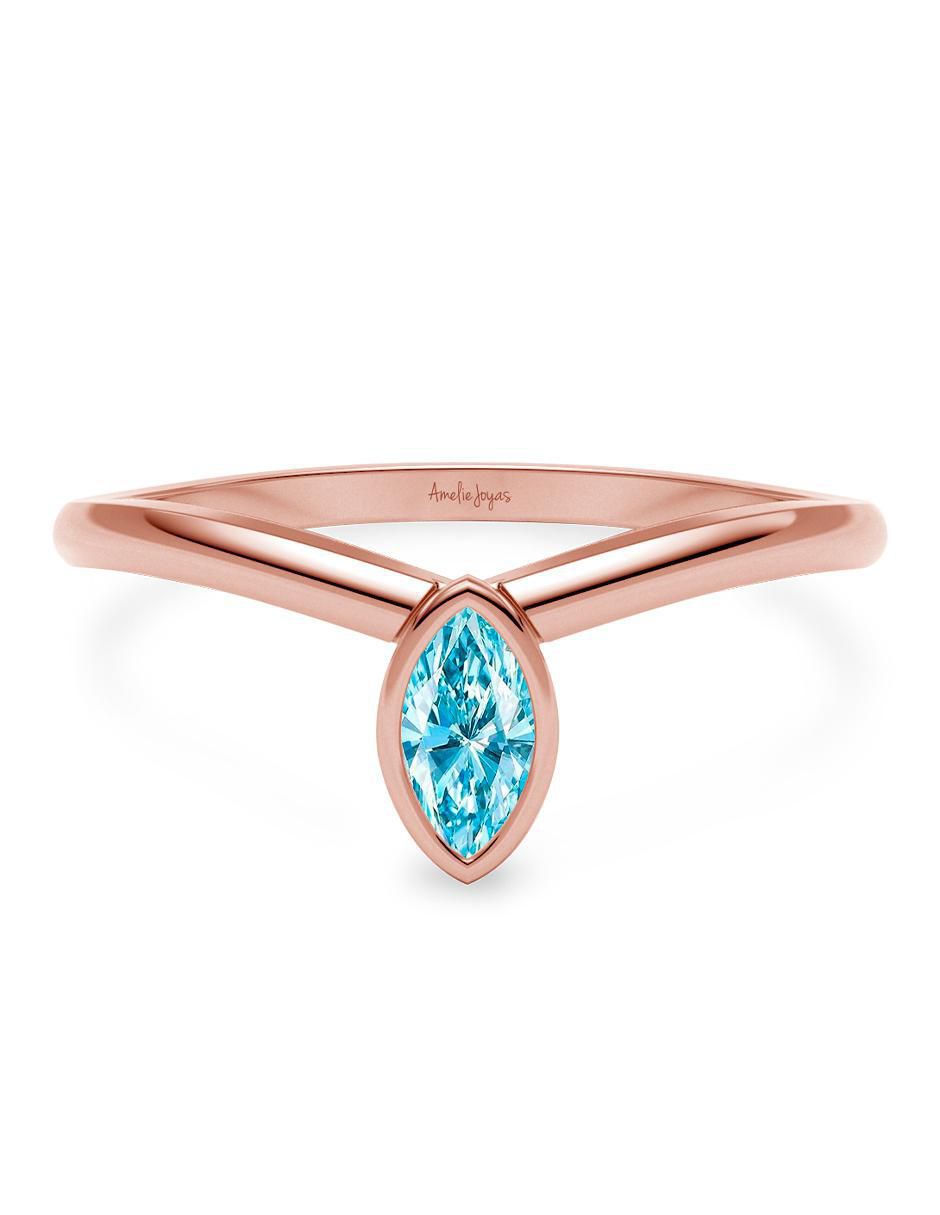 Anillo geométrico 14 k de oro zirconia brillante