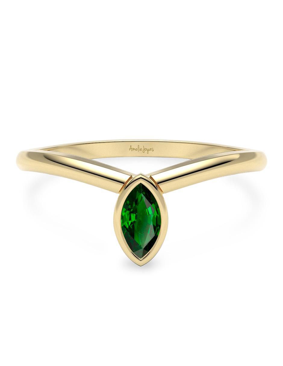 Anillo geométrico 14 k de oro zirconia brillante
