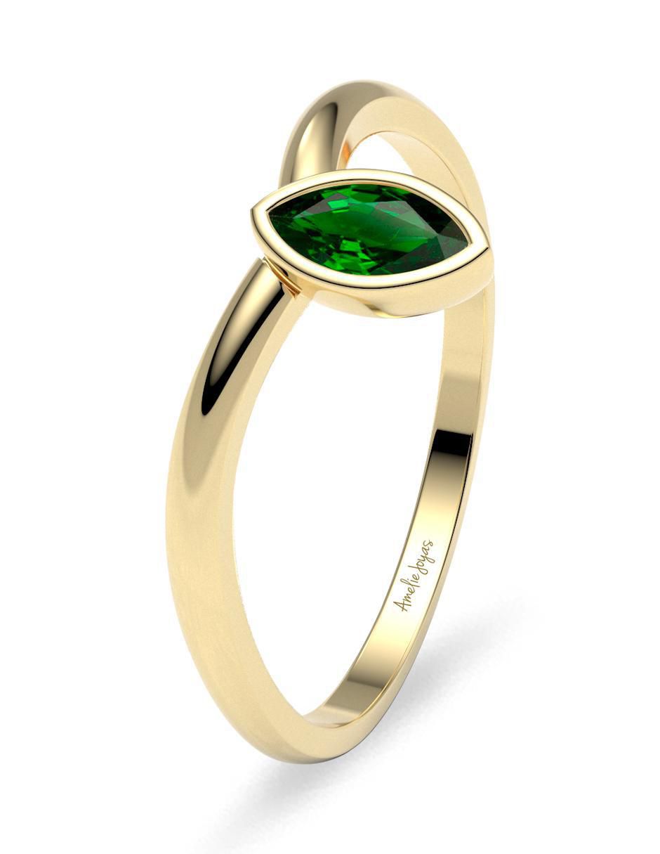 Anillo geométrico 14 k de oro zirconia brillante 2