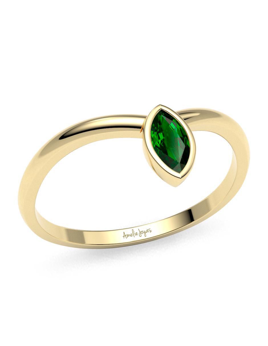 Anillo geométrico 14 k de oro zirconia brillante 3