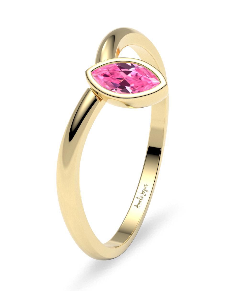 Anillo geométrico 14 k de oro zirconia brillante 2