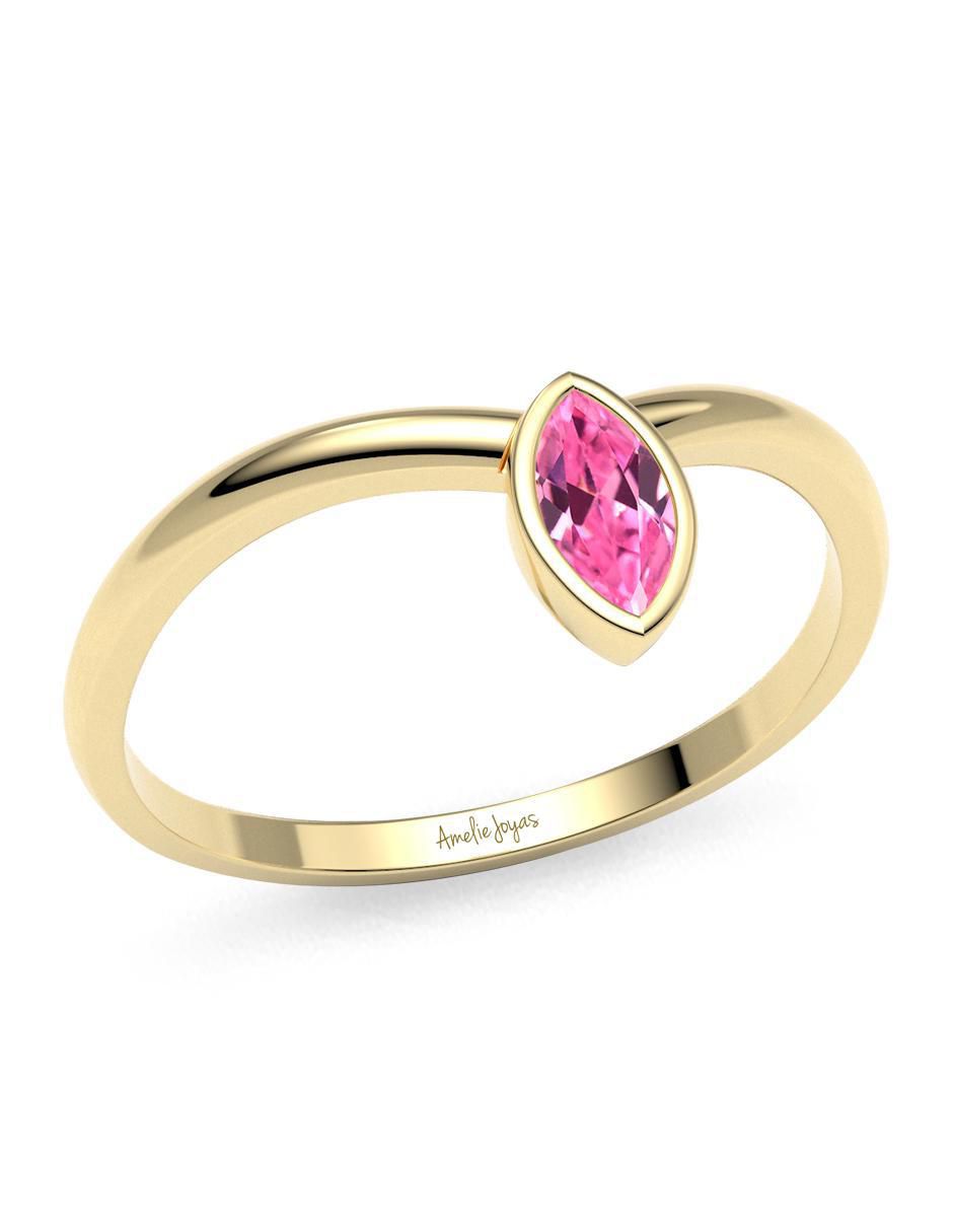 Anillo geométrico 14 k de oro zirconia brillante 3
