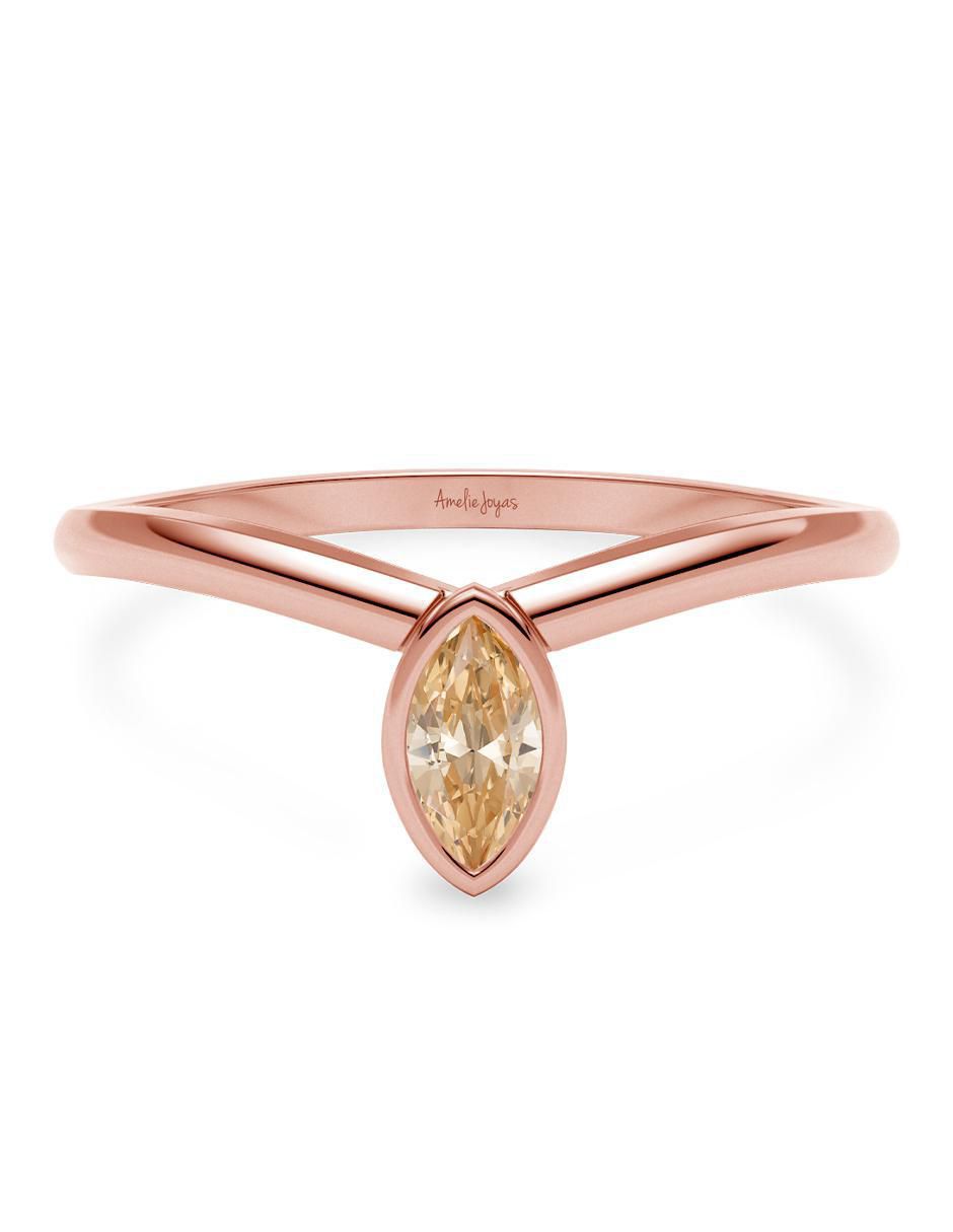 Anillo geométrico 14 k de oro zirconia brillante