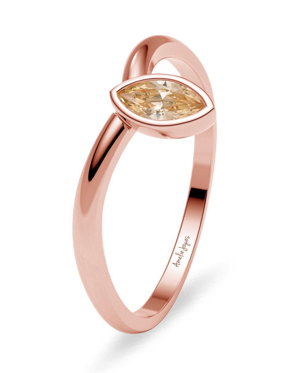 Anillo geométrico 14 k de oro zirconia brillante 2