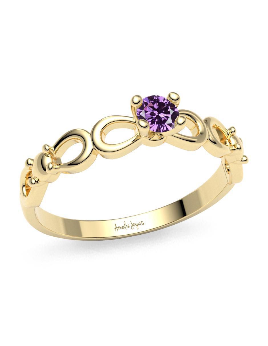 Anillo "de (si aplica)" redondo amelie joyas sin colección sin temática 14 k "de" oro zirconia