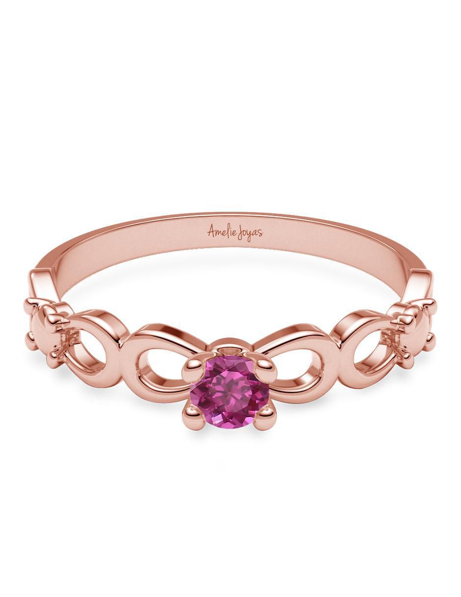 Anillo 14 k de oro zirconia brillante