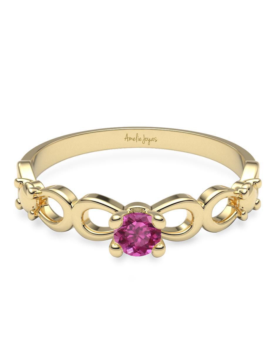 Anillo 14 k de oro zirconia brillante