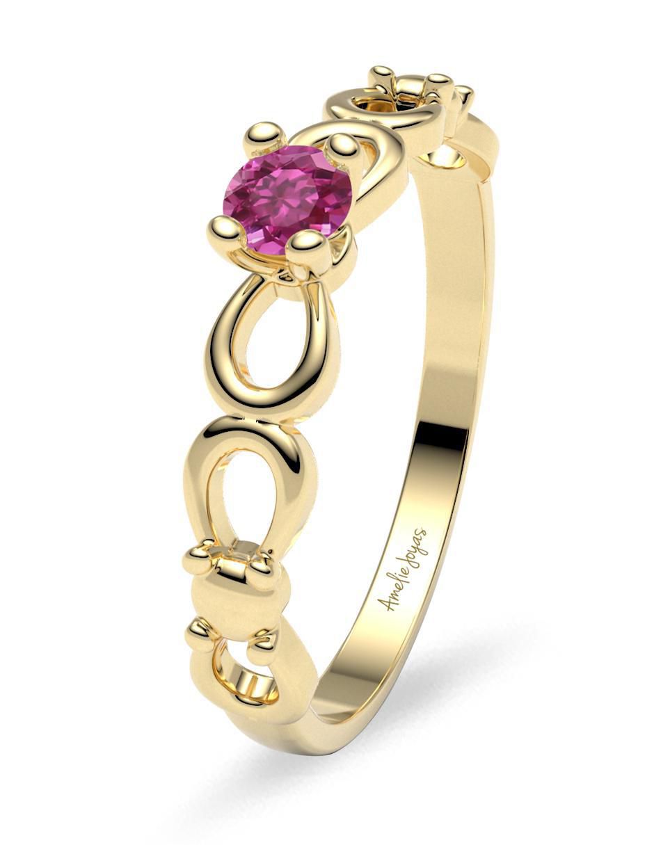 Anillo "de (si aplica)" redondo amelie joyas sin colección sin temática 14 k "de" oro zirconia