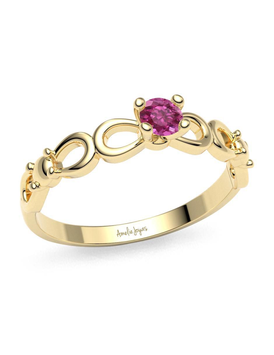 Anillo "de (si aplica)" redondo amelie joyas sin colección sin temática 14 k "de" oro zirconia