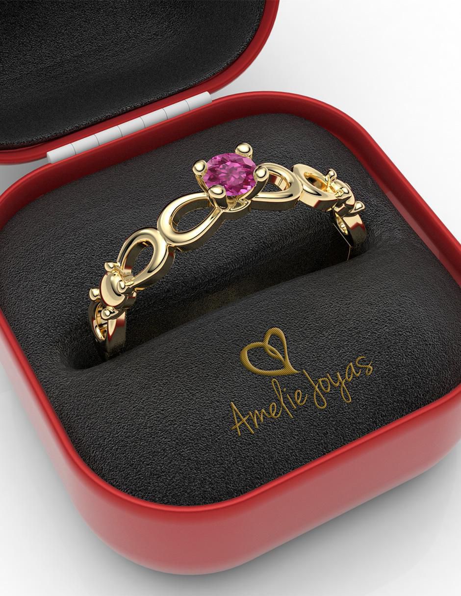 Anillo "de (si aplica)" redondo amelie joyas sin colección sin temática 14 k "de" oro zirconia