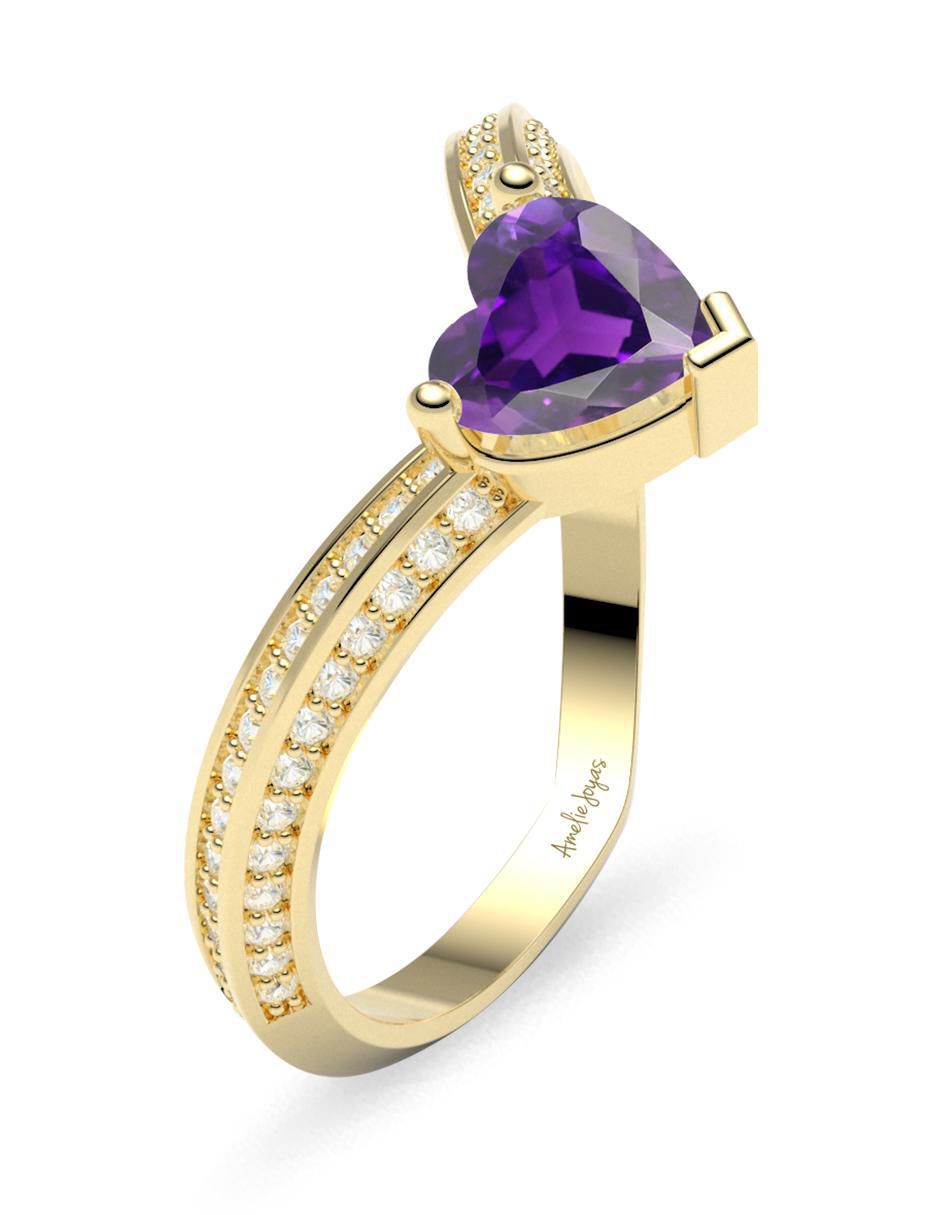 Anillo "de (si aplica)" corazón amelie joyas sin colección sin temática 14 k "de" oro zirconia