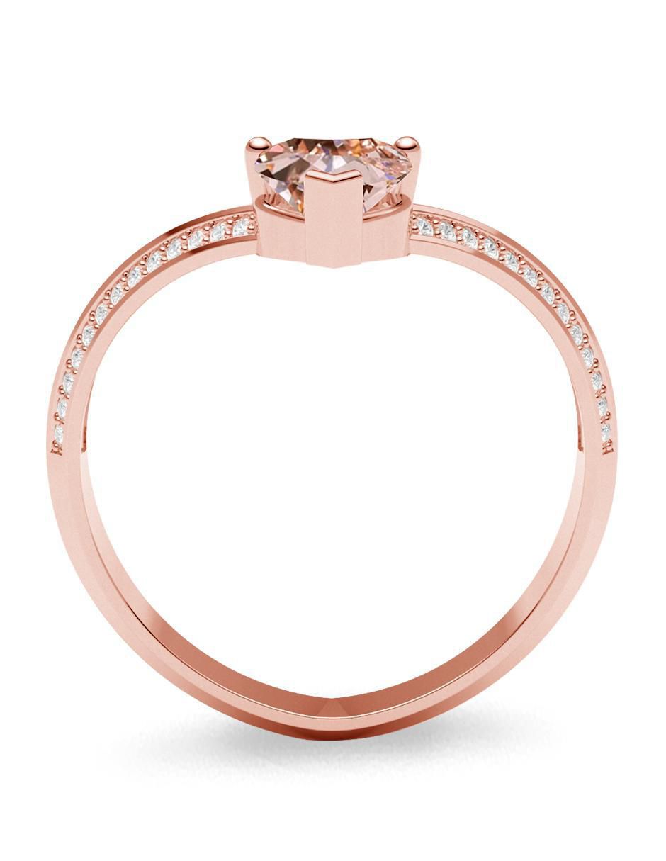 Anillo de corazón 14 k de oro zirconia brillante 4