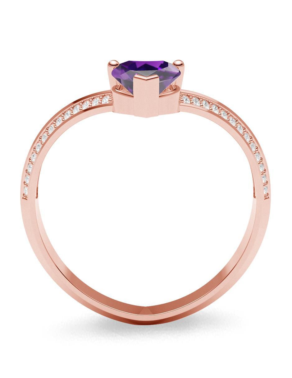 Anillo de corazón 14 k de oro zirconia brillante 4