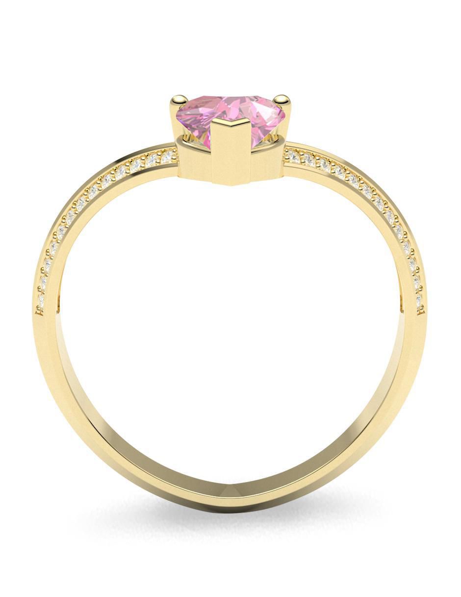 Anillo de corazón 14 k de oro zirconia brillante 4