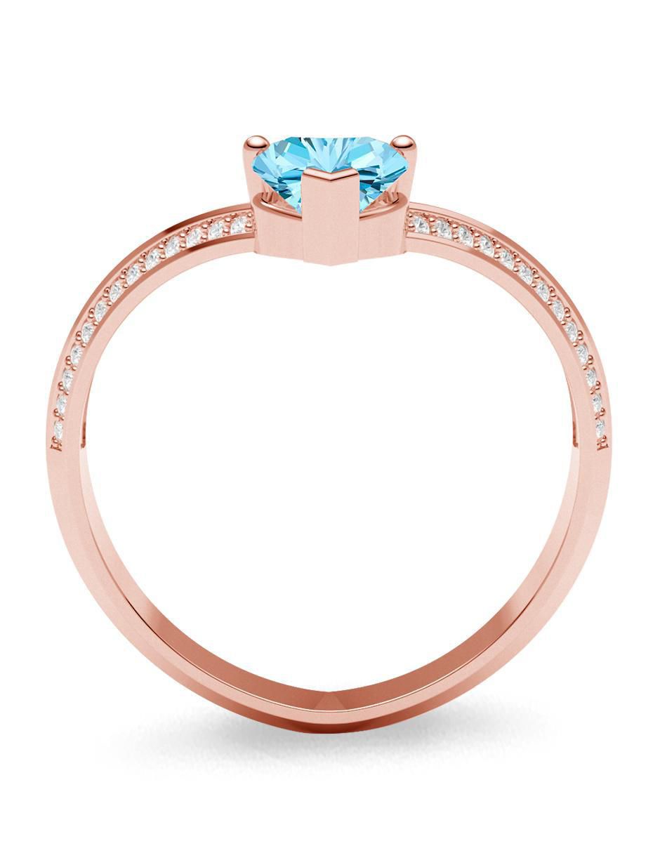 Anillo de corazón 14 k de oro zirconia brillante 4