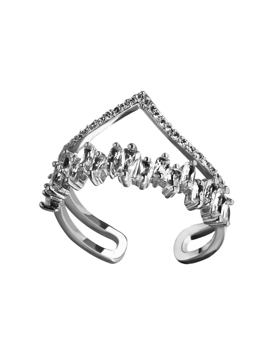 Anillo multi gemas de corona Shining cristal con acabado baño de oro blanco 18 k 2