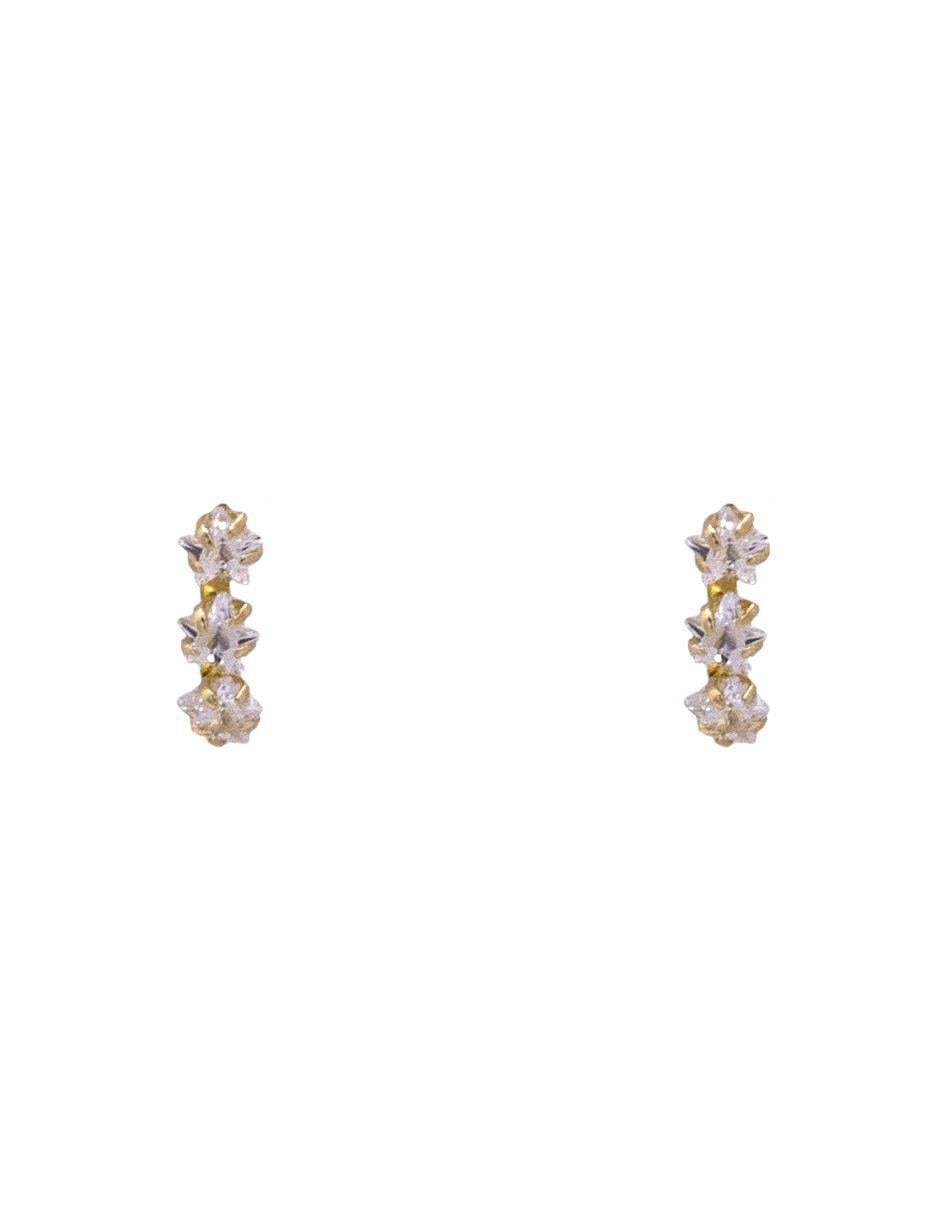 Broqueles de estrella de oro amarillo con acabado brillante zirconia Broqueles de estrella de oro amarillo con acabado brillante zirconia