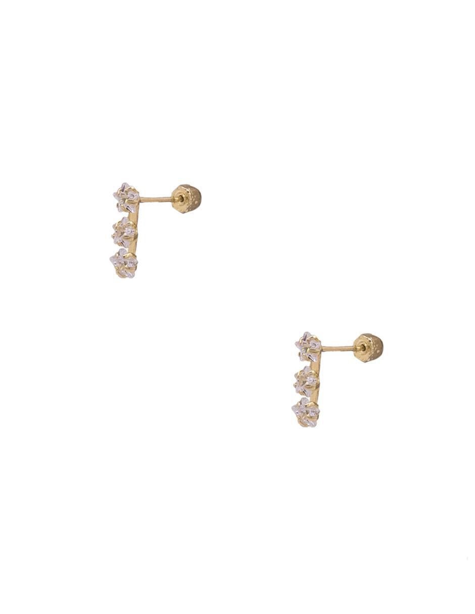 Broqueles de estrella de oro amarillo con acabado brillante zirconia 4