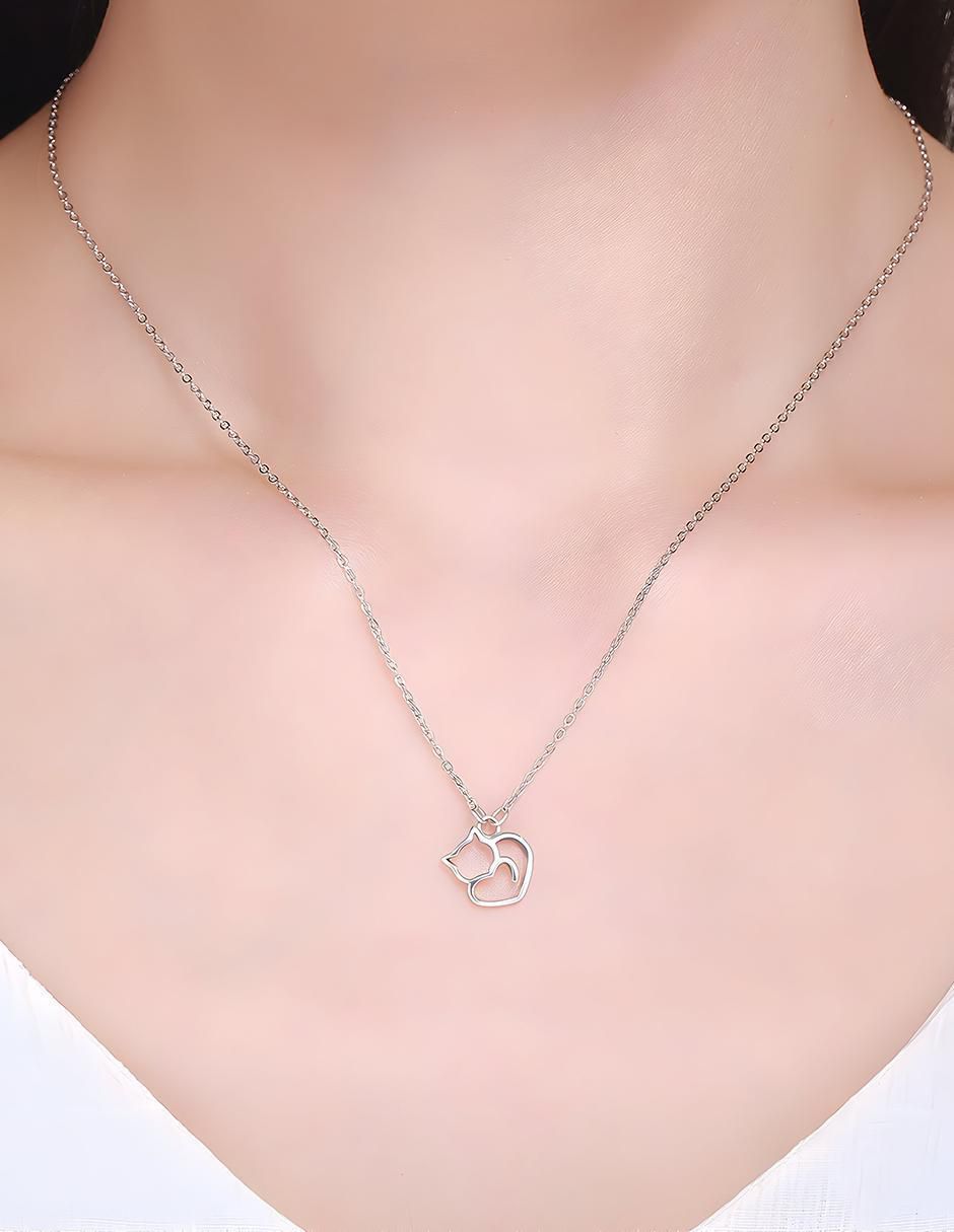 Collar con dije de gato Kiki de plata P 925 3