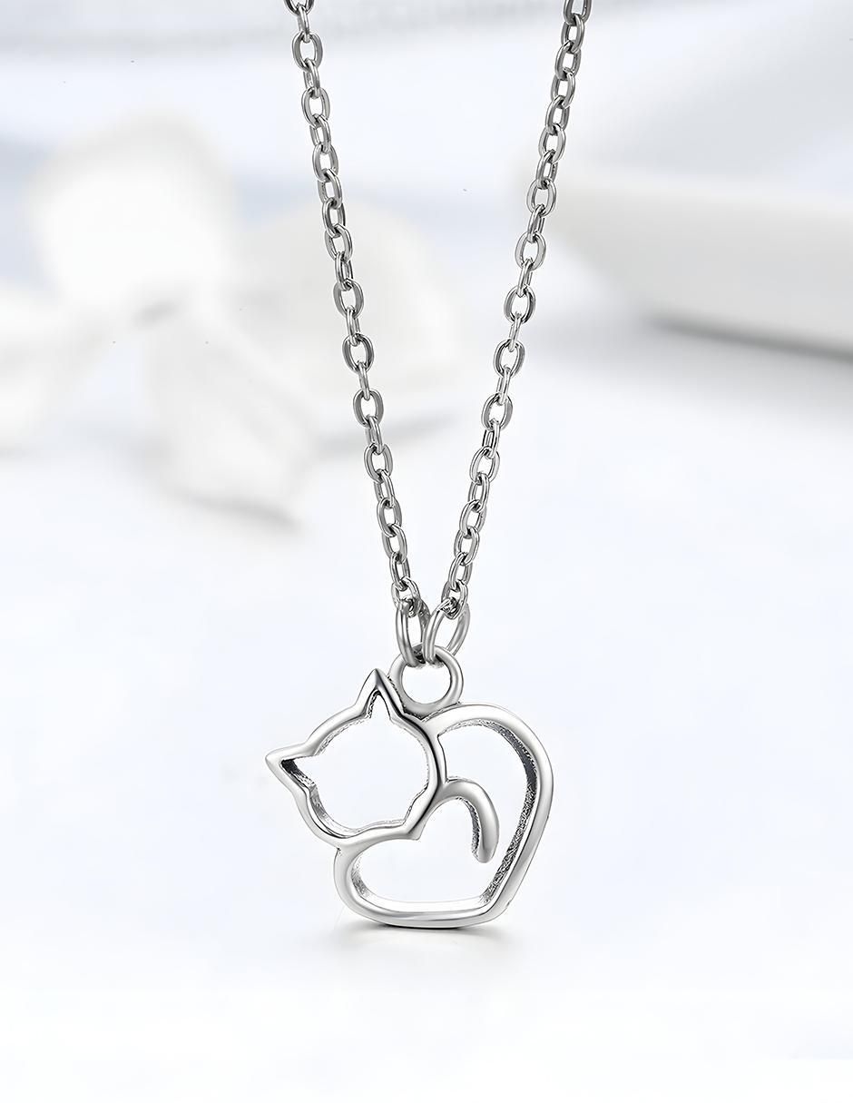 Collar con dije de gato Kiki de plata P 925 5