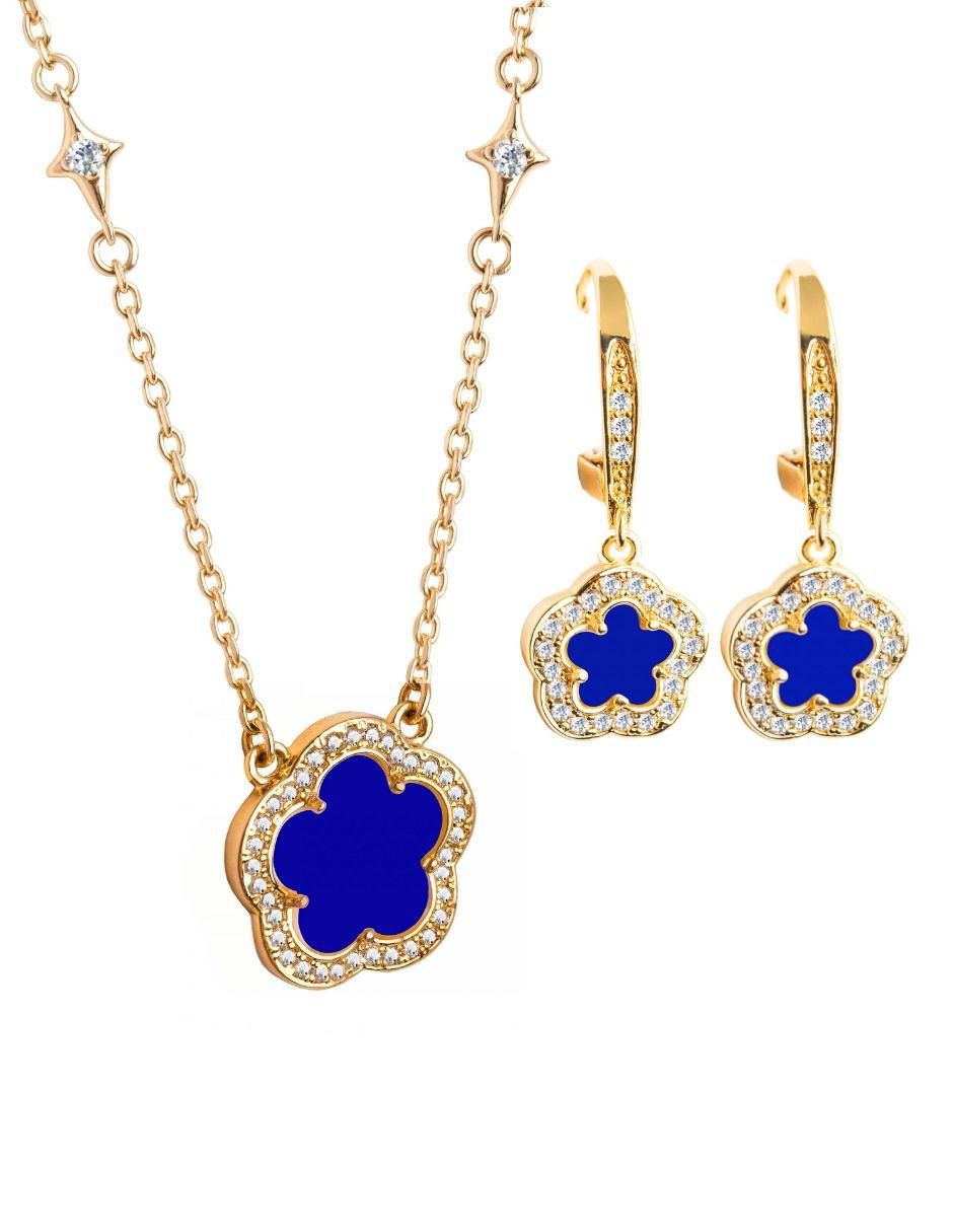 Aretes y collar de trébol Trébol circonita