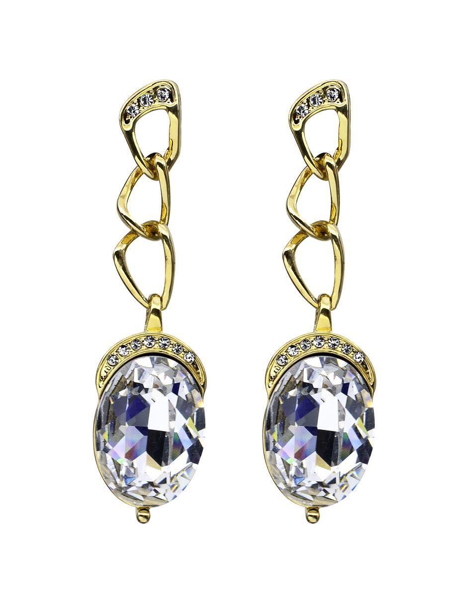 Aretes ovalados Beauty con acabado baño de oro cristal Aretes ovalados Beauty con acabado baño de oro cristal