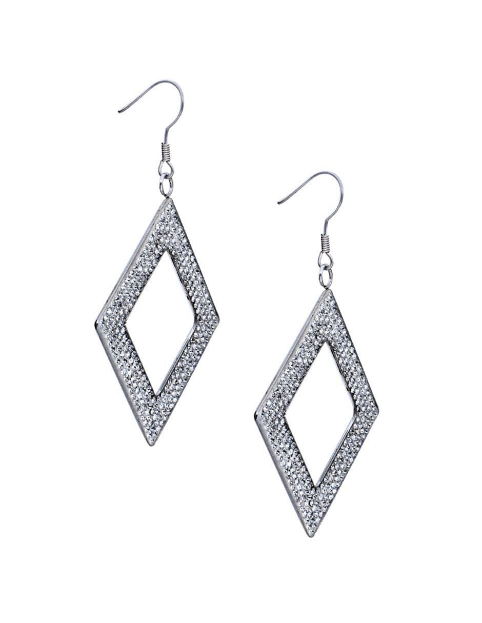 Aretes cuadrados Fancy con acabado brillante cristal 2
