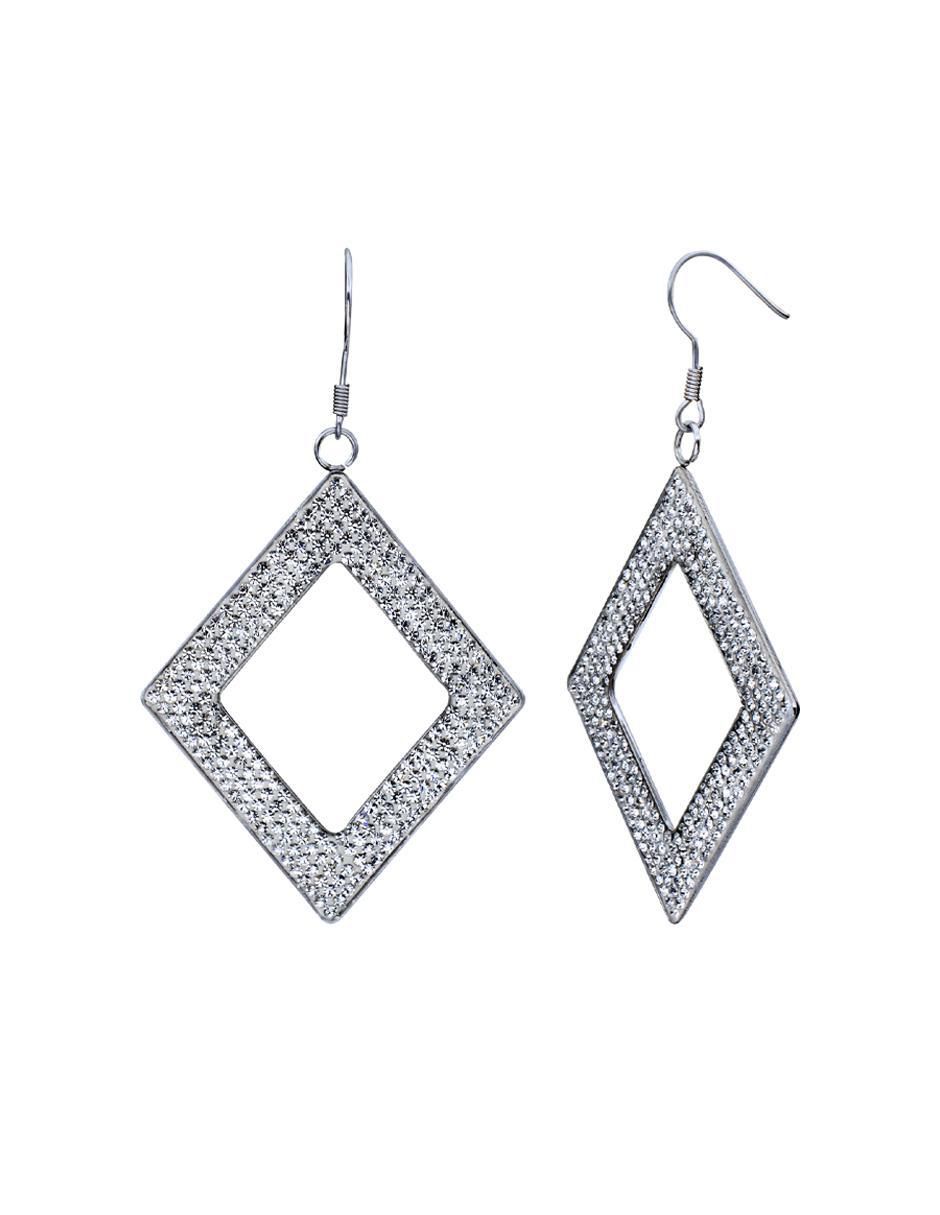 Aretes cuadrados Fancy con acabado brillante cristal 3