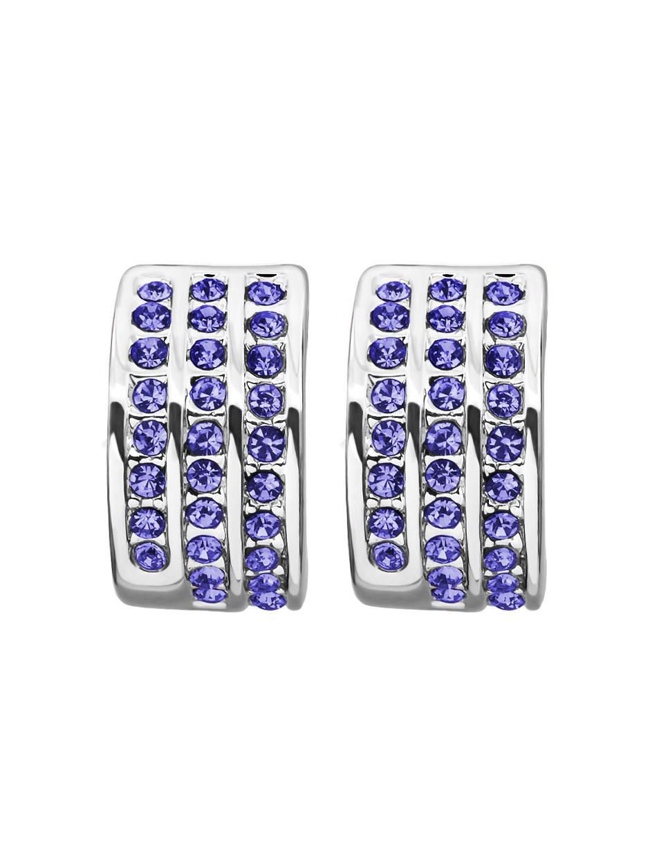 Aretes rectangulares Pretty con acabado baño de oro blanco cristal