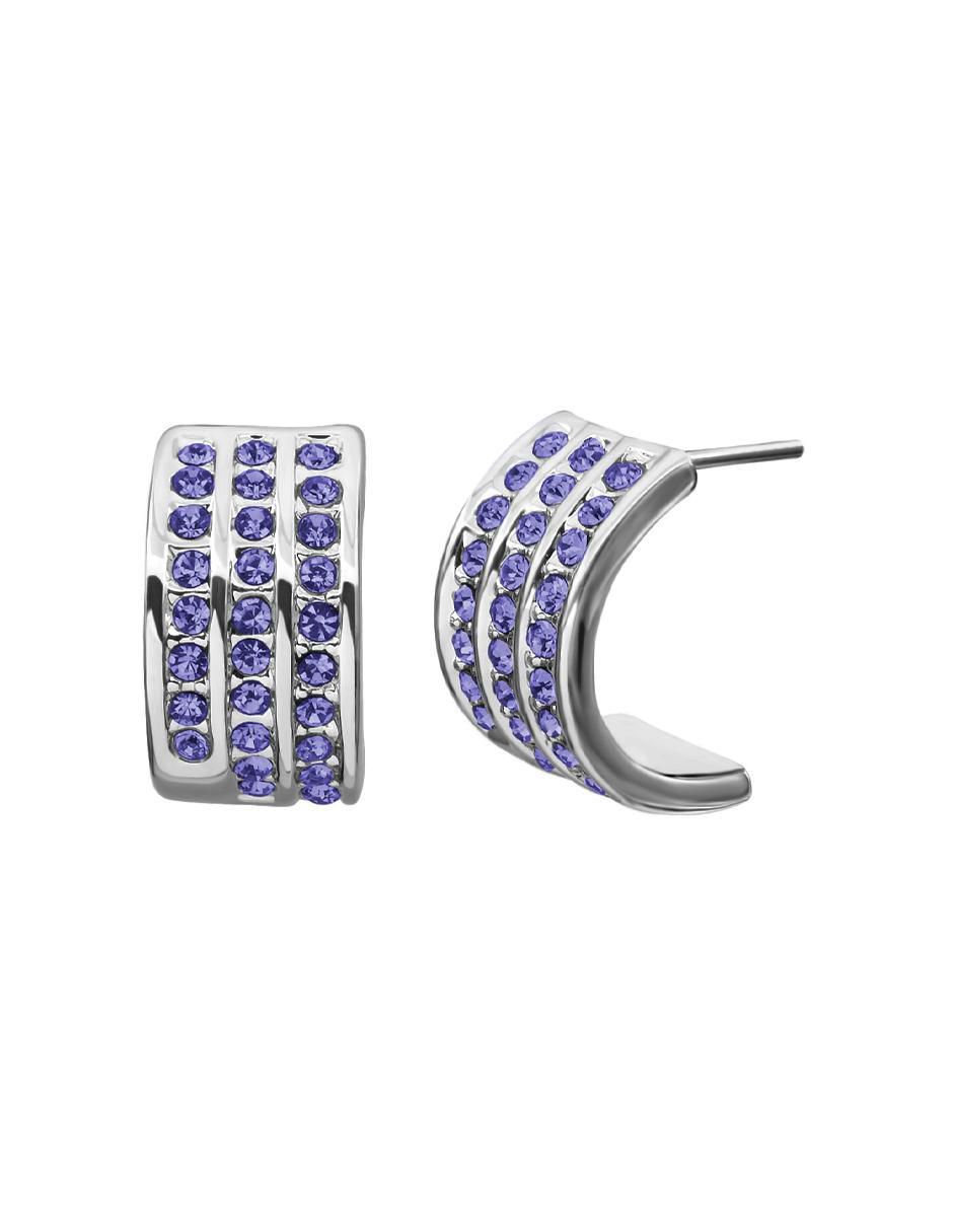 Aretes rectangulares Pretty con acabado baño de oro blanco cristal 3