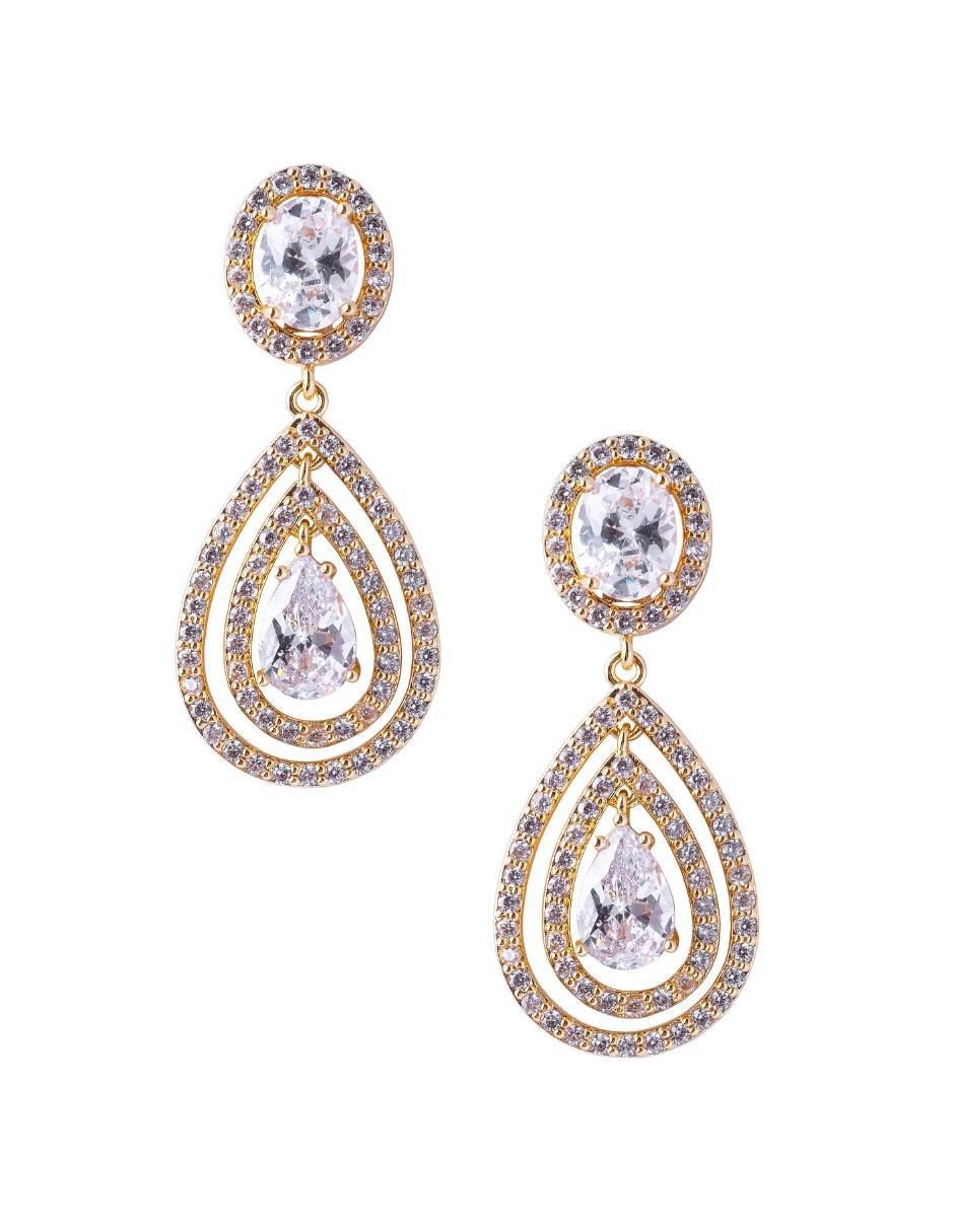 Aretes de gota con acabado baño de oro 3