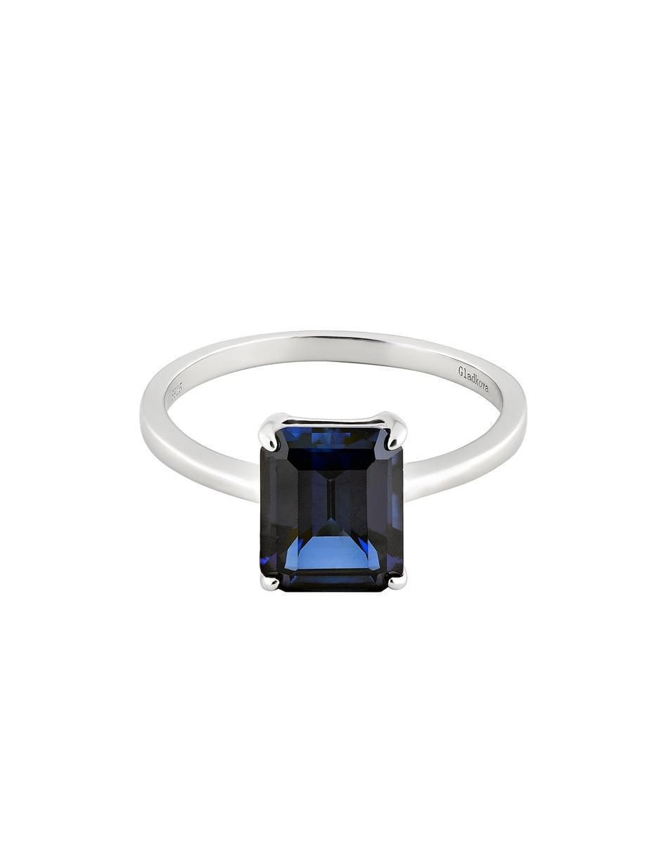 Anillo P 925 de plata zafiro brillante