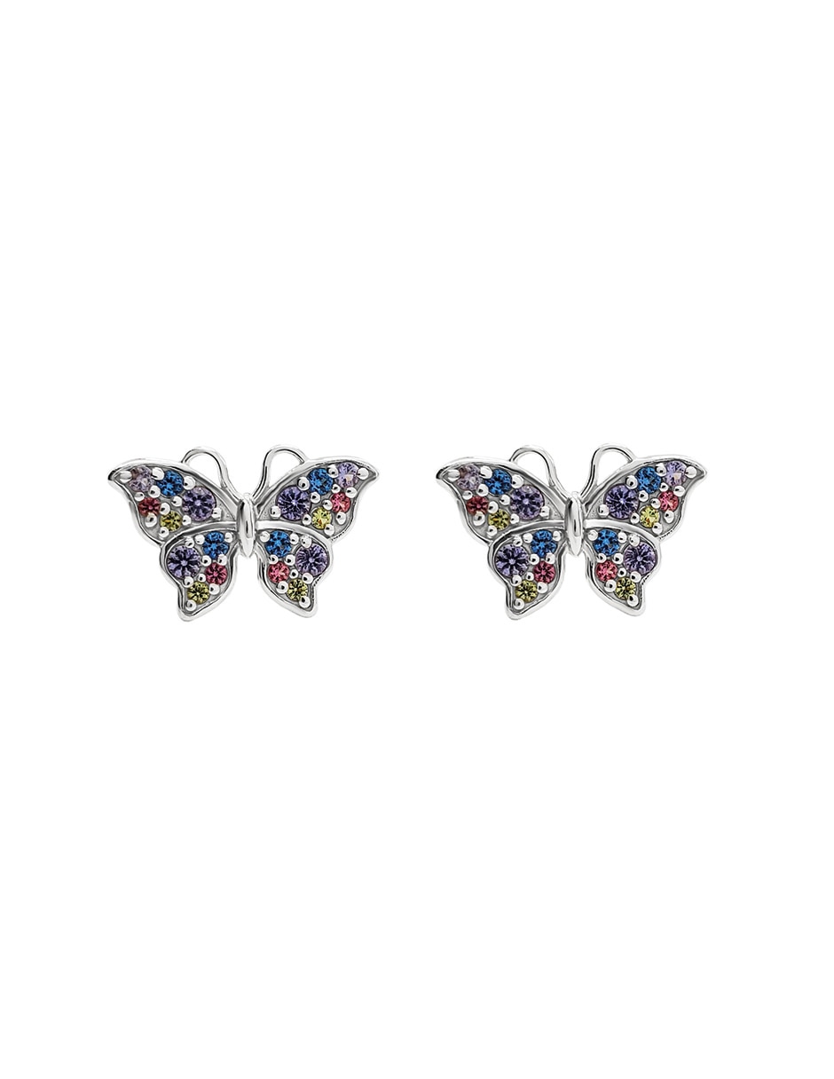 Broqueles de mariposa Esenciales con acabado brillante zirconia Broqueles de mariposa Esenciales con acabado brillante zirconia