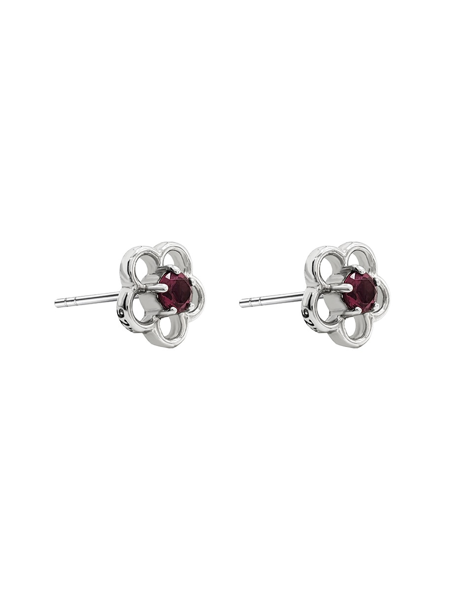 Broqueles de flor Esenciales de plata P 925 con acabado brillante zirconia 2