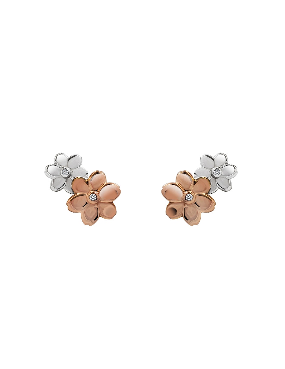 Broqueles de flor Esenciales de plata P 925 con acabado plateado