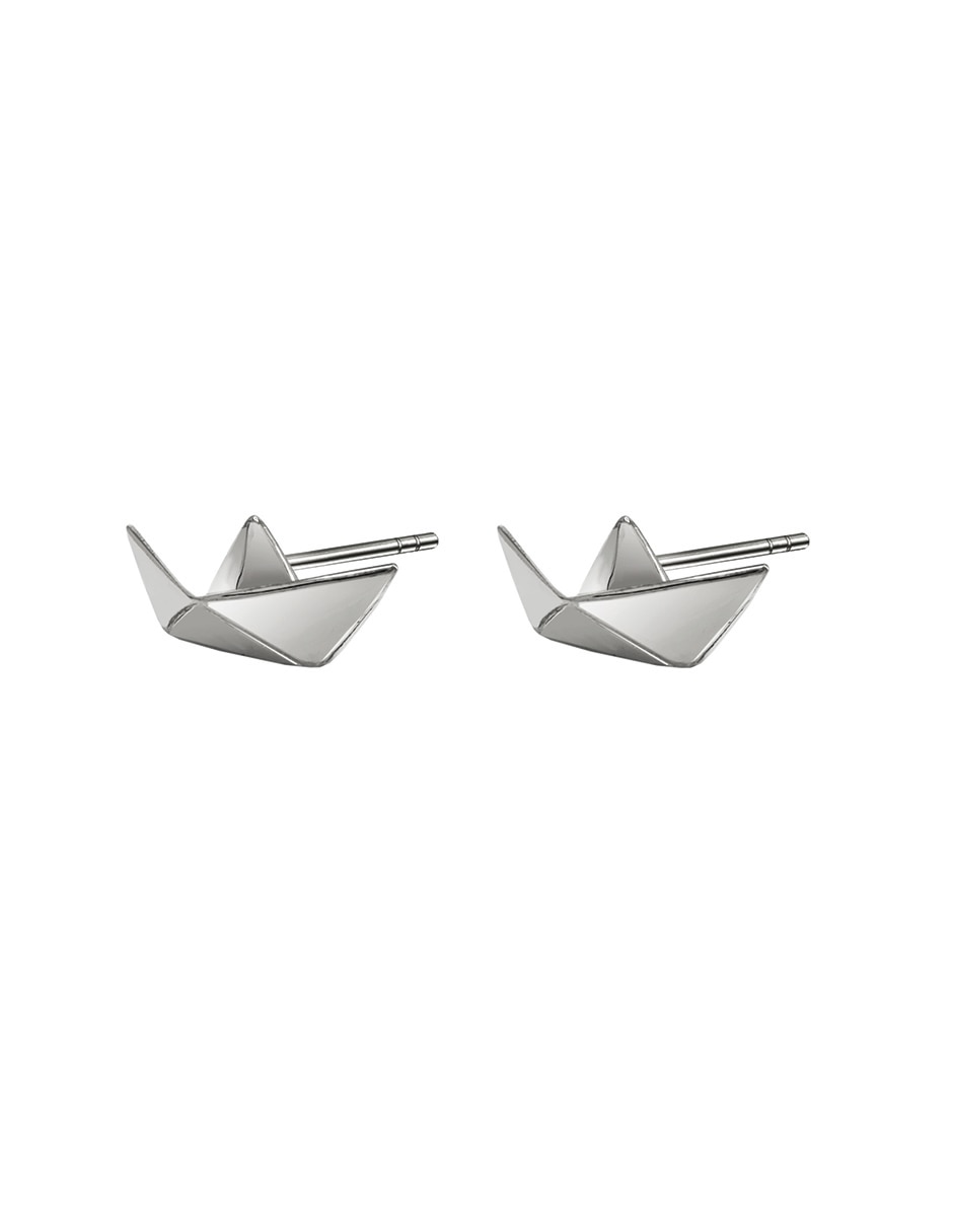 Broqueles de barco Origami de plata P 925 con acabado brillante 2
