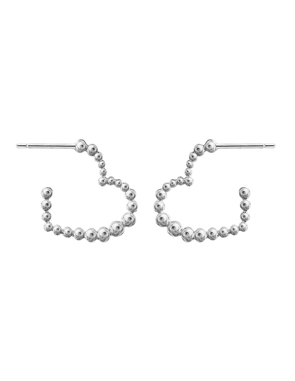 Aretes de corazón Burbujas de plata P 925 con acabado brillante