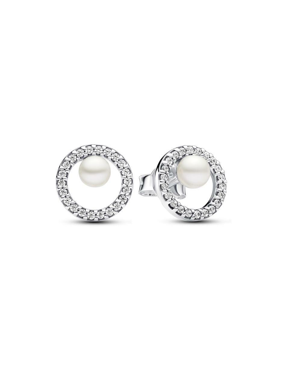 Aretes redondos Timeless de plata P 925 con acabado brillante perla