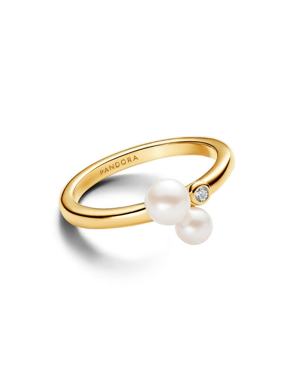 Anillo Timeless de plata P 925 perla con acabado baño de oro