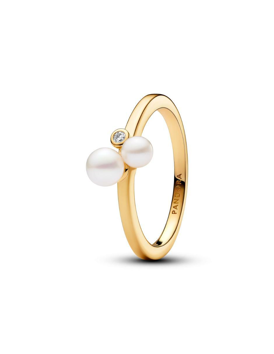 Anillo Timeless de plata P 925 perla con acabado baño de oro 3