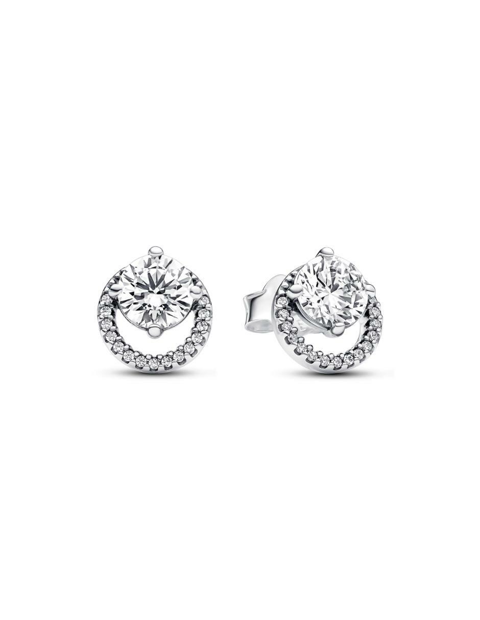 Aretes redondos Timeless de plata P 925 con acabado brillante zirconia cúbica