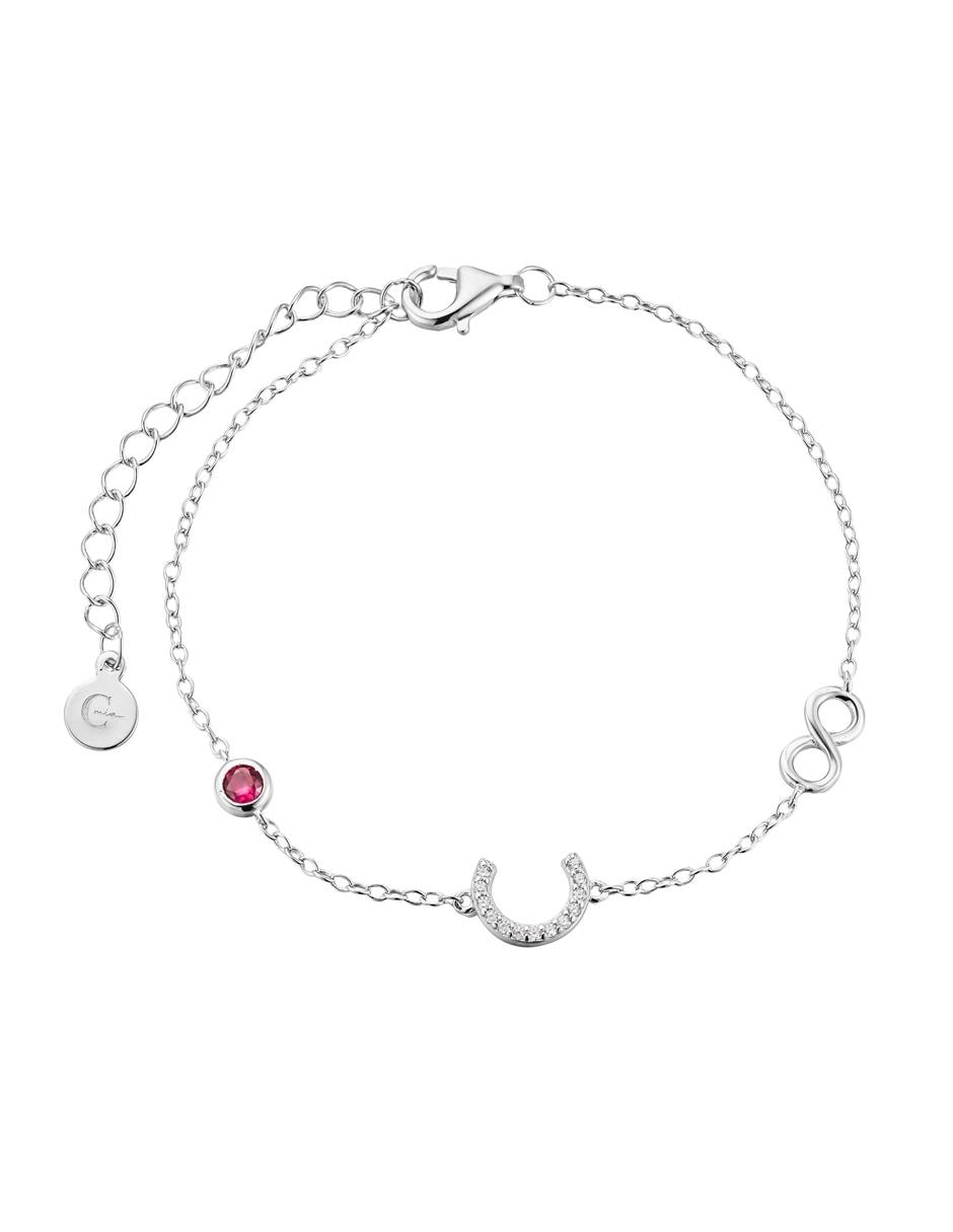 Pulsera de plata P 925 Letras con acabado baño de oro blanco
