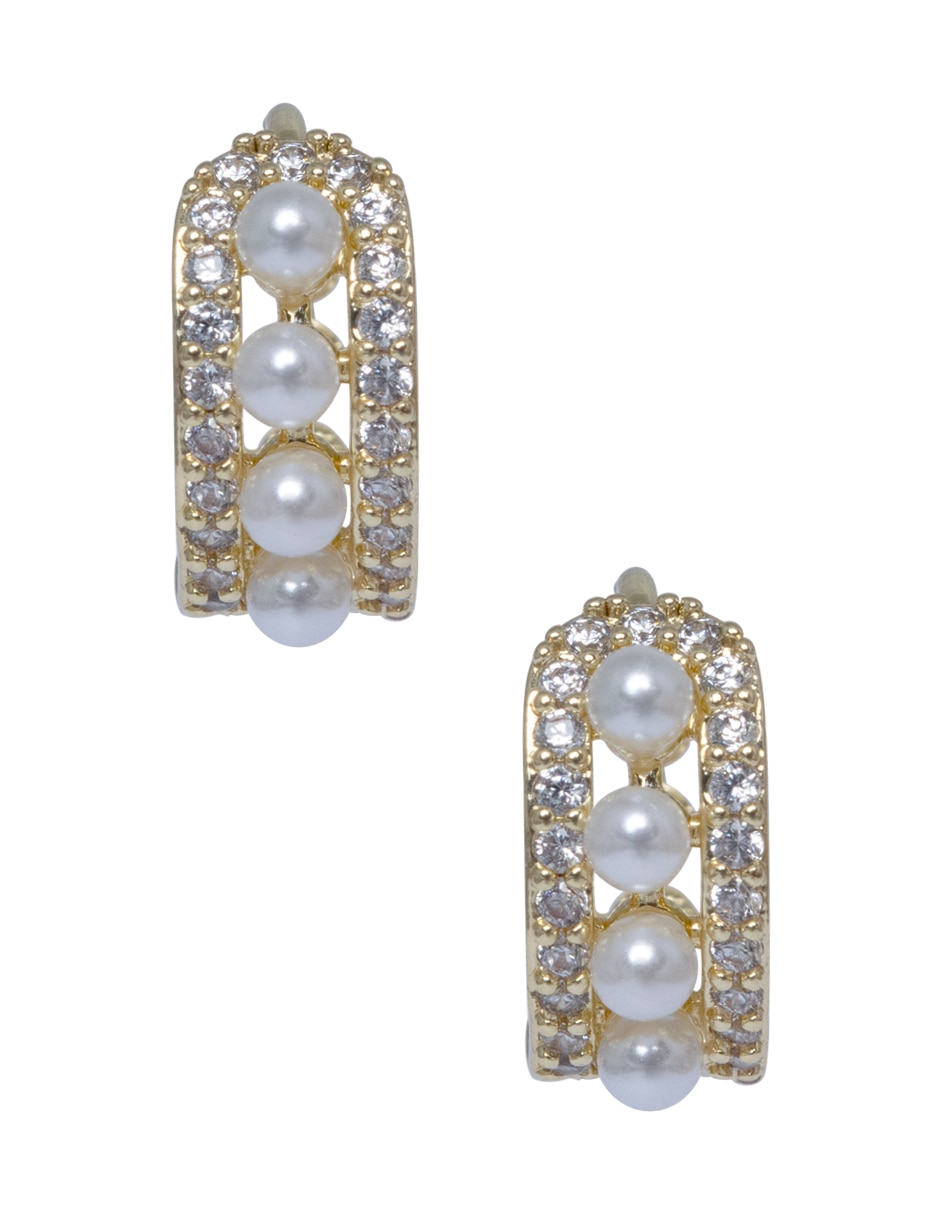 Aretes circulares con acabado brillante perla