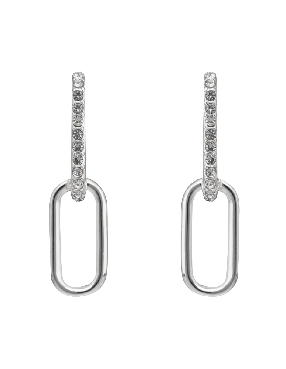 Aretes largos rectangulares Nine West Pave Social brillante cristal