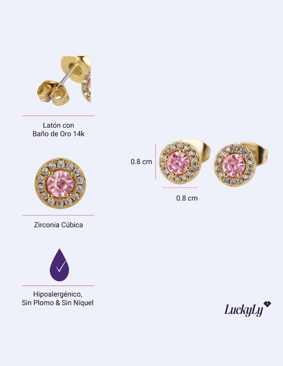 Broqueles circulares con acabado brillante zirconia cúbica 6