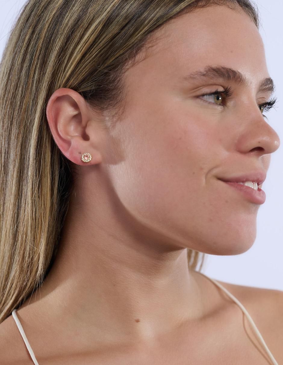 Broqueles circulares con acabado brillante zirconia cúbica 4