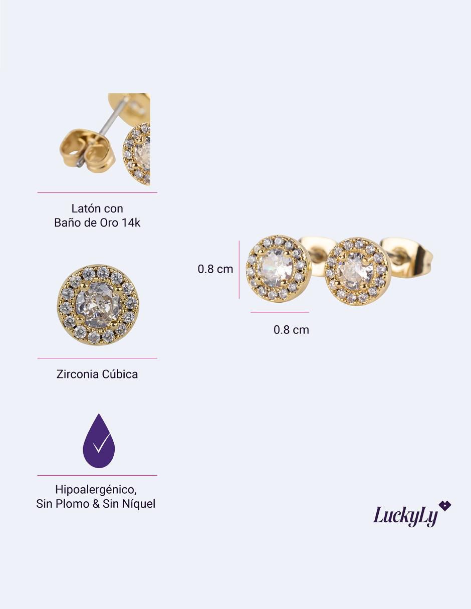 Broqueles "de (si aplica)" circular sin temática luckyly joyería "de" latón baño oro 14 k zirconia cúbica