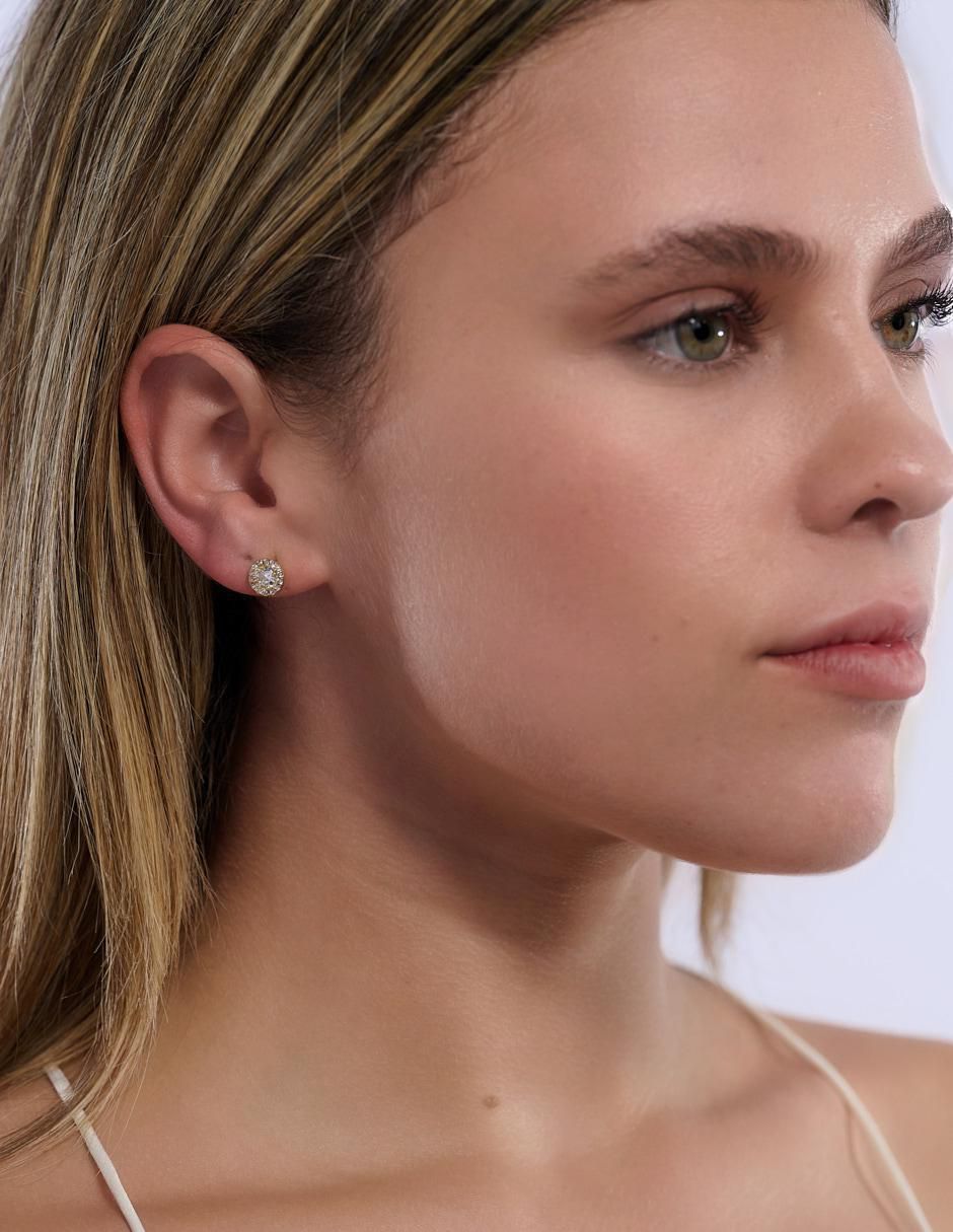 Broqueles "de (si aplica)" circular sin temática luckyly joyería "de" latón baño oro 14 k zirconia cúbica